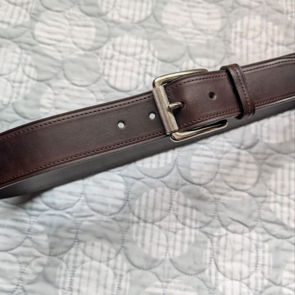 COACH Vintage brown Leather Silver Tone Textured Buckle Men`s Leather Belt Sz 34